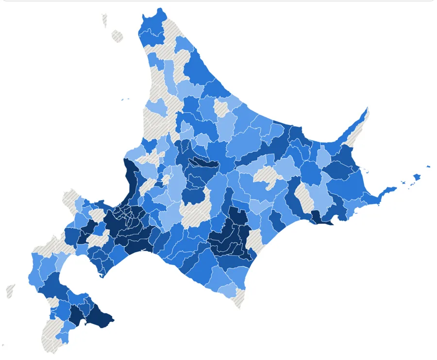 北海道の不動産相場サイトの地図画面